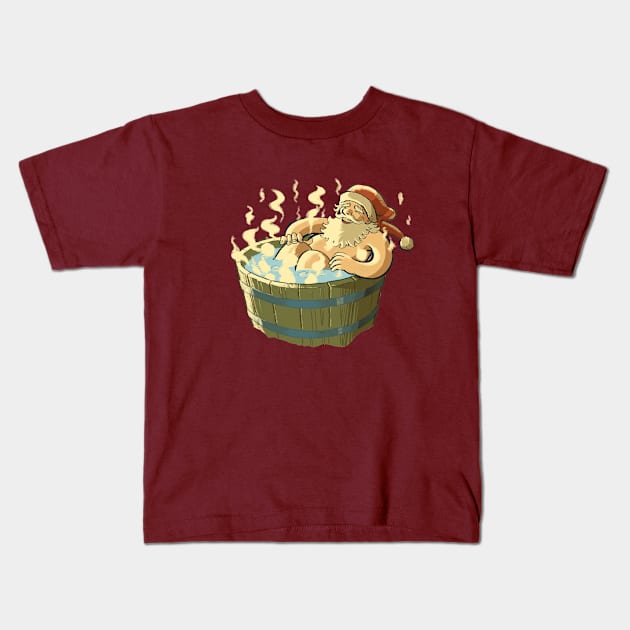 Santa's Bath Kids T-Shirt by dreamland